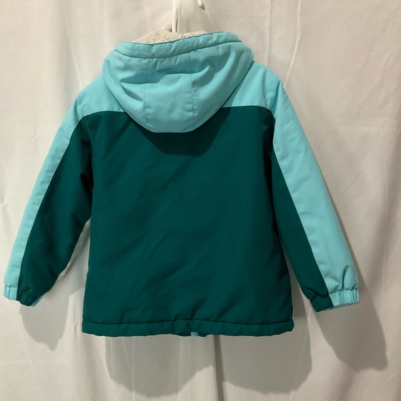 Swiss Tech Girls Winter Coat Double Zipper Size 4/5 XS/XCH Blue/White/Green - Picture 4 of 16